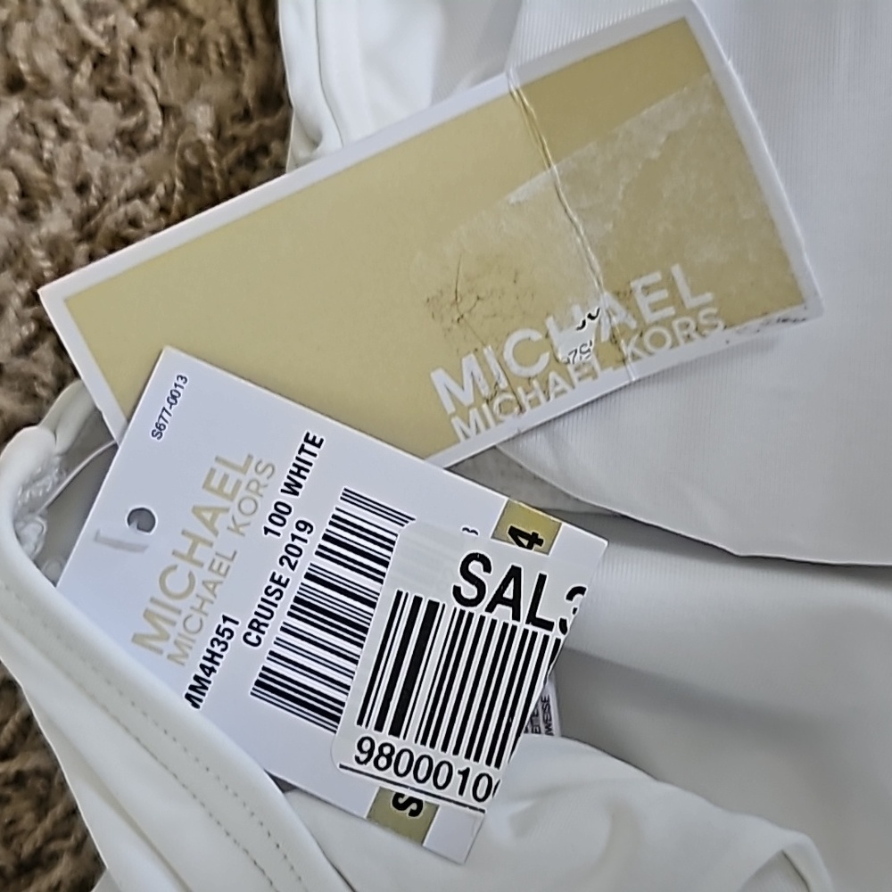 NWT Michael Kors Bathing Suit Convertible One-Piece Swimsuit Sz 14 White - Picture 5 of 6